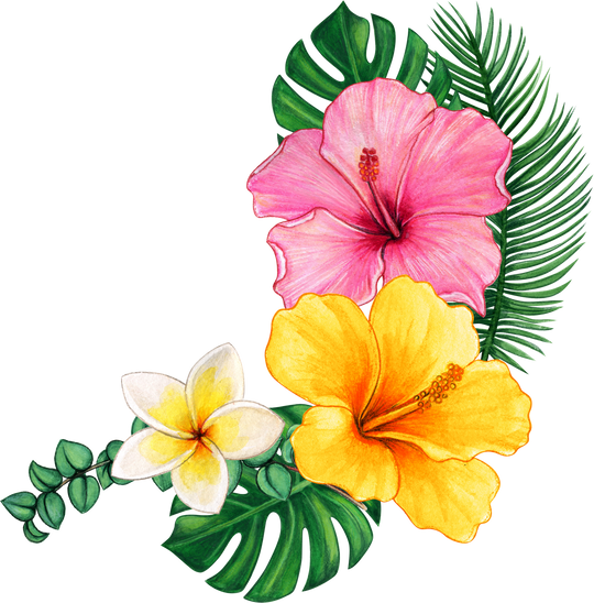 Watercolor Tropical Flower Composition